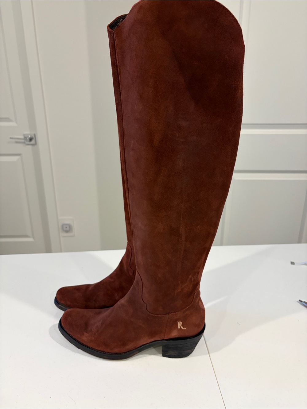 Tall Suede  Boots in Rust